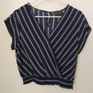 Blue Striped Wrap Top